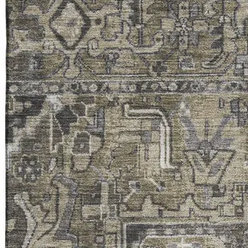 8' X 10' Taupe Ivory And Gray Oriental Washable Area Rug With UV Protection