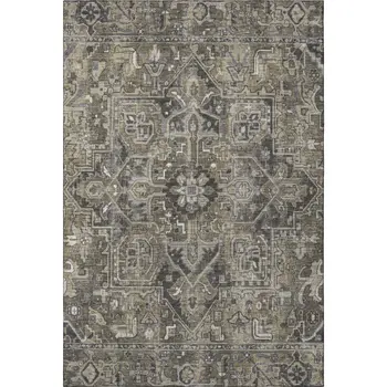 8' X 10' Taupe Ivory And Gray Oriental Washable Area Rug With UV Protection