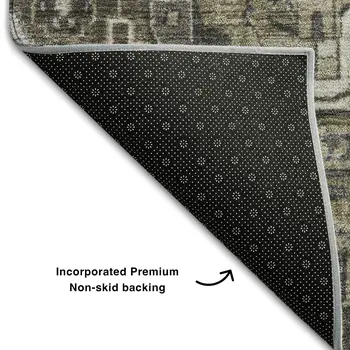 9' X 12' Taupe Ivory And Gray Oriental Washable Area Rug With UV Protection