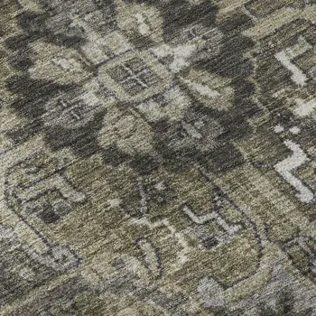 9' X 12' Taupe Ivory And Gray Oriental Washable Area Rug With UV Protection