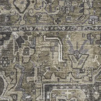 9' X 12' Taupe Ivory And Gray Oriental Washable Area Rug With UV Protection