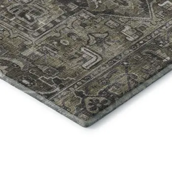 10' X 14' Taupe Ivory And Gray Oriental Washable Area Rug With UV Protection