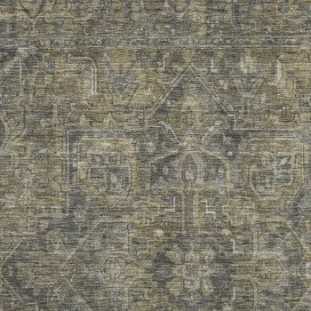 3' X 5' Chocolate And Gray Oriental Washable Area Rug With UV Protection