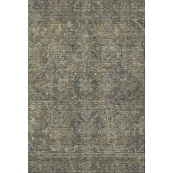 5' X 8' Chocolate And Gray Oriental Washable Area Rug With UV Protection