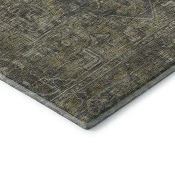 8' X 10' Chocolate And Gray Oriental Washable Area Rug With UV Protection