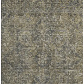 8' X 10' Chocolate And Gray Oriental Washable Area Rug With UV Protection