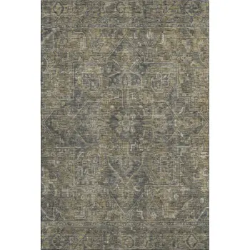 10' X 14' Chocolate And Gray Oriental Washable Area Rug With UV Protection
