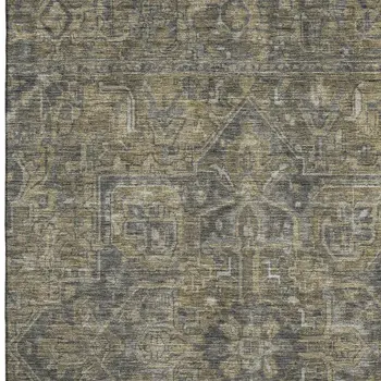 10' X 14' Chocolate And Gray Oriental Washable Area Rug With UV Protection