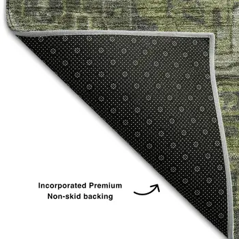 3' X 5' Green And Gray Oriental Washable Area Rug With UV Protection