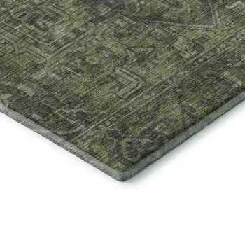 3' X 5' Green And Gray Oriental Washable Area Rug With UV Protection