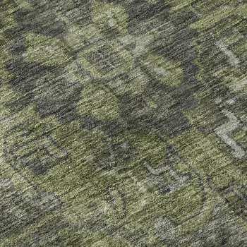 3' X 5' Green And Gray Oriental Washable Area Rug With UV Protection