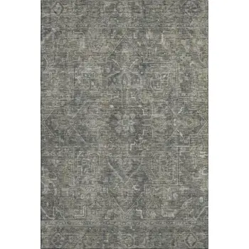 5' X 8' Coffee And Gray Oriental Washable Area Rug With UV Protection