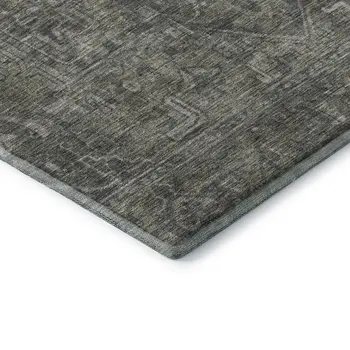 9' X 12' Coffee And Gray Oriental Washable Area Rug With UV Protection