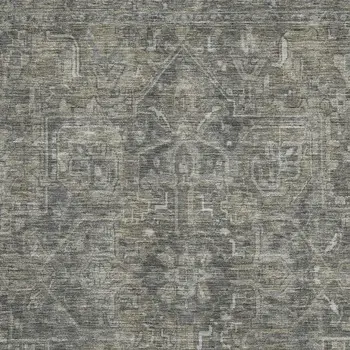 9' X 12' Coffee And Gray Oriental Washable Area Rug With UV Protection