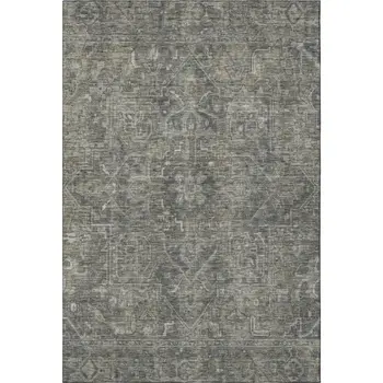 9' X 12' Coffee And Gray Oriental Washable Area Rug With UV Protection