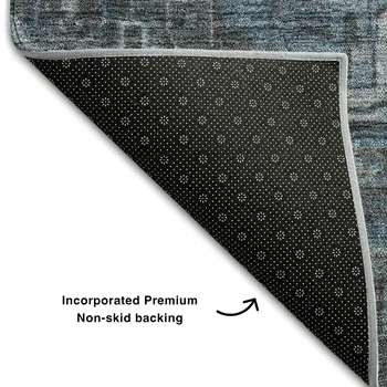 3' X 5' Navy Blue And Gray Oriental Washable Area Rug With UV Protection