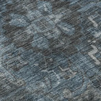 8' X 10' Navy Blue And Gray Oriental Washable Area Rug With UV Protection