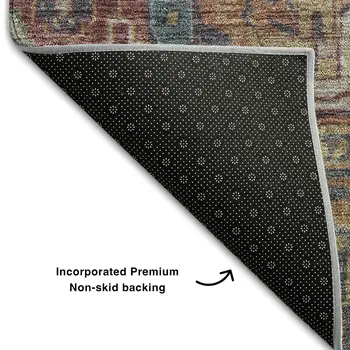 10' X 14' Red And Blue Oriental Washable Area Rug With UV Protection