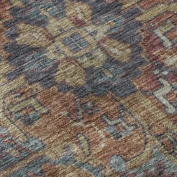 10' X 14' Red And Blue Oriental Washable Area Rug With UV Protection