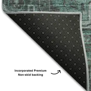 10' X 14' Turquoise Gray And Ivory Oriental Washable Area Rug With UV Protection