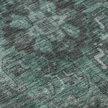 10' X 14' Turquoise Gray And Ivory Oriental Washable Area Rug With UV Protection