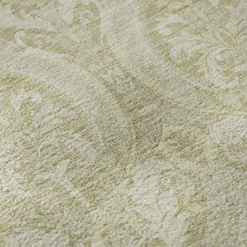 5' X 8' Beige And Ivory Floral Washable Area Rug With UV Protection