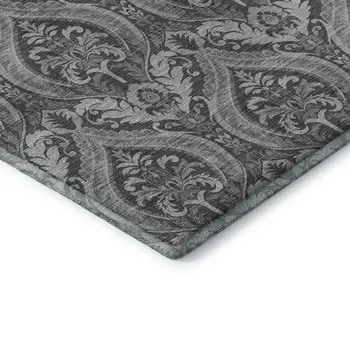 5' X 8' Gray And Ivory Floral Washable Area Rug With UV Protection