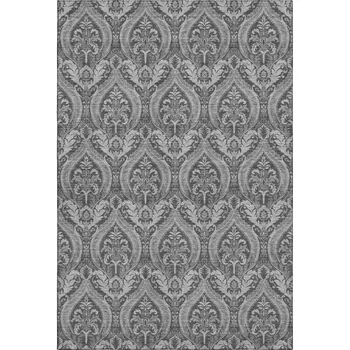 9' X 12' Gray And Ivory Floral Washable Area Rug With UV Protection