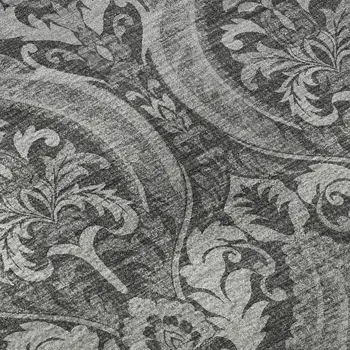 9' X 12' Gray And Ivory Floral Washable Area Rug With UV Protection