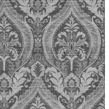 9' X 12' Gray And Ivory Floral Washable Area Rug With UV Protection