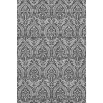 9' X 12' Gray And Ivory Floral Washable Area Rug With UV Protection