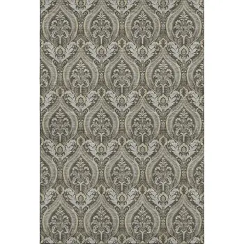 8' X 10' Taupe And Ivory Floral Washable Area Rug With UV Protection
