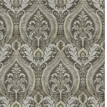9' X 12' Taupe And Ivory Floral Washable Area Rug With UV Protection