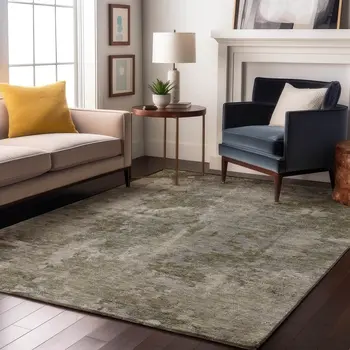 3' X 5' Beige And Ivory Abstract Washable Area Rug With UV Protection