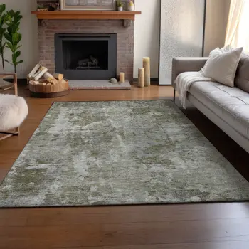 3' X 5' Beige And Ivory Abstract Washable Area Rug With UV Protection