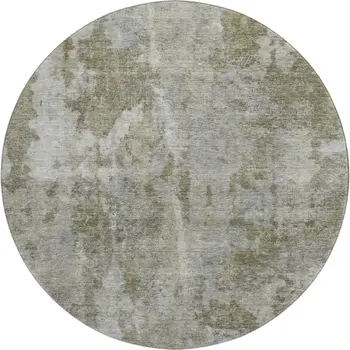8' Beige And Ivory Abstract Washable Round Rug With UV Protection