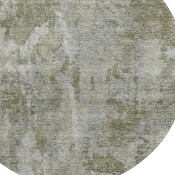 8' Beige And Ivory Abstract Washable Round Rug With UV Protection