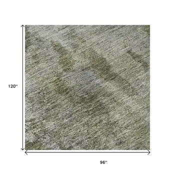 8' X 10' Beige And Ivory Abstract Washable Area Rug With UV Protection