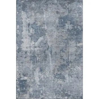 8' X 10' Blue And Ivory Abstract Washable Area Rug With UV Protection