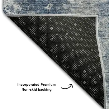 8' X 10' Blue And Ivory Abstract Washable Area Rug With UV Protection