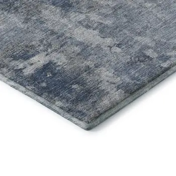 10' X 14' Blue And Ivory Abstract Washable Area Rug With UV Protection