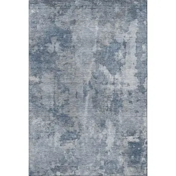 10' X 14' Blue And Ivory Abstract Washable Area Rug With UV Protection