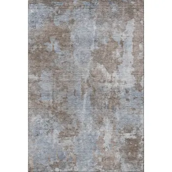 3' X 5' Brown And Ivory Abstract Washable Area Rug With UV Protection
