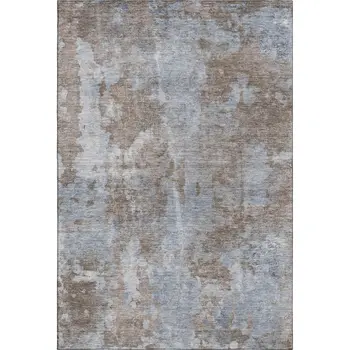 5' X 8' Brown And Ivory Abstract Washable Area Rug With UV Protection