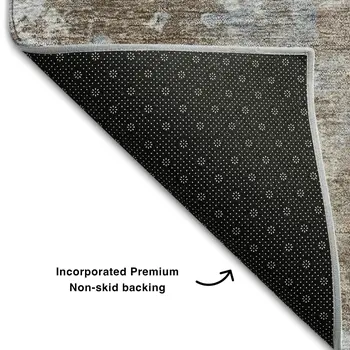 9' X 12' Brown And Ivory Abstract Washable Area Rug With UV Protection