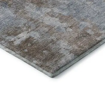 9' X 12' Brown And Ivory Abstract Washable Area Rug With UV Protection