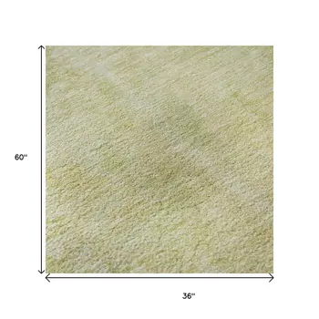 3' X 5' Gold And Ivory Abstract Washable Area Rug With UV Protection