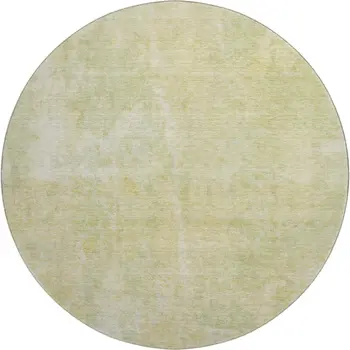 8' Gold And Ivory Abstract Washable Round Rug With UV Protection