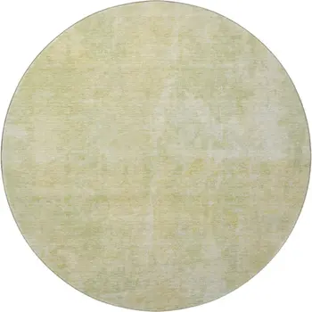 8' Gold And Ivory Abstract Washable Round Rug With UV Protection