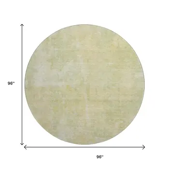 8' Gold And Ivory Abstract Washable Round Rug With UV Protection